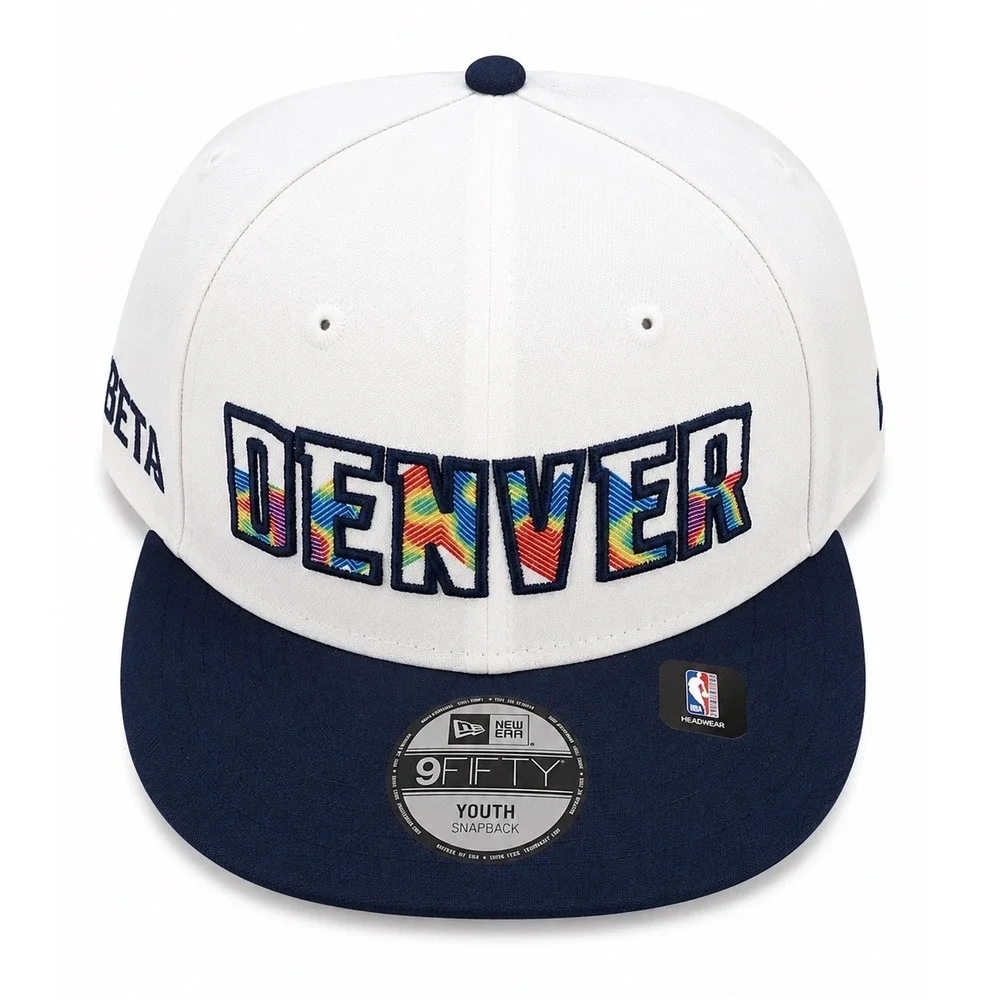 New Era Denver Nuggets 9FIFTY Youth Snapback Hat White Navy City Edition cap NEW